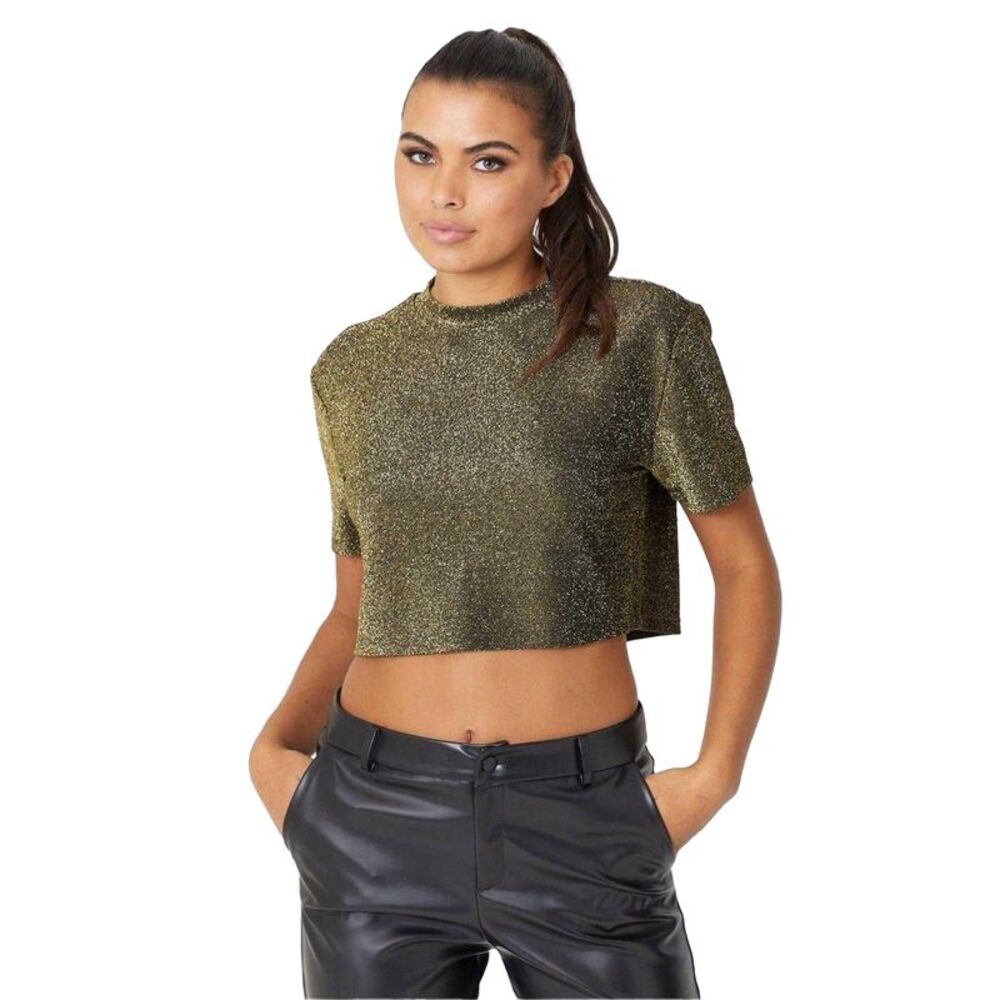 Be You Womens/Ladies Glitter Party Crop Top / Gold